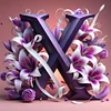 uk.everydayedeals (Limited Stock)Diamond Painting - Full Round - Lily Flower Letter X  (40*40cm)