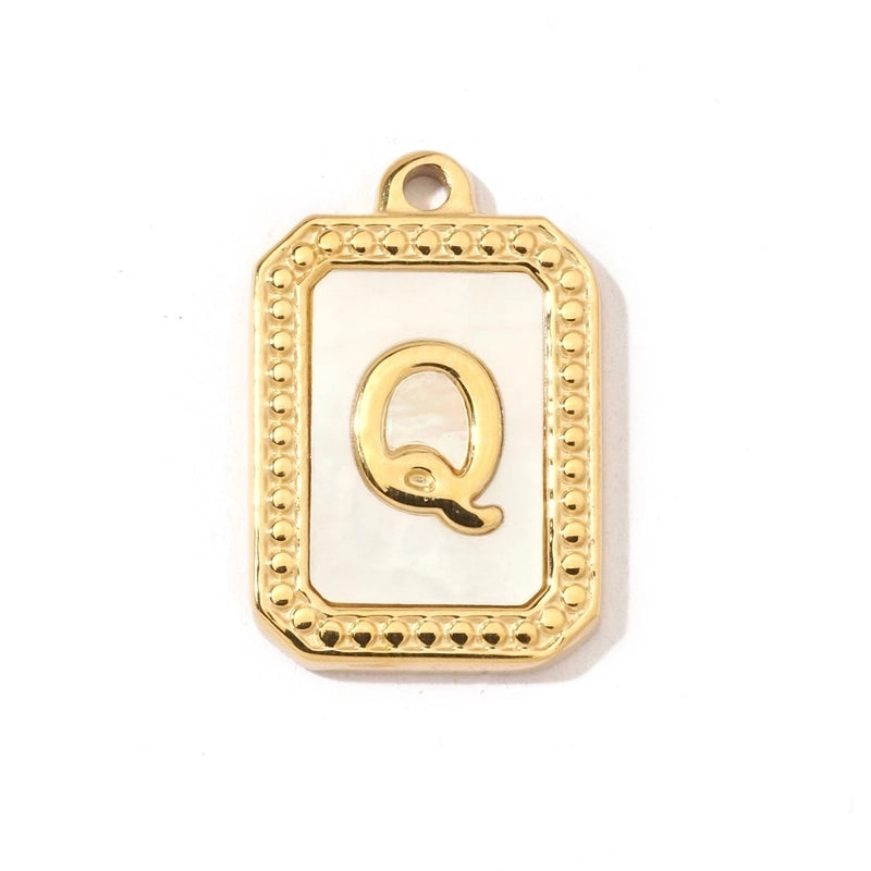 A Pack Of 3 201 Stainless Steel Shell 18K Gold Plated Letter Polished Pendant