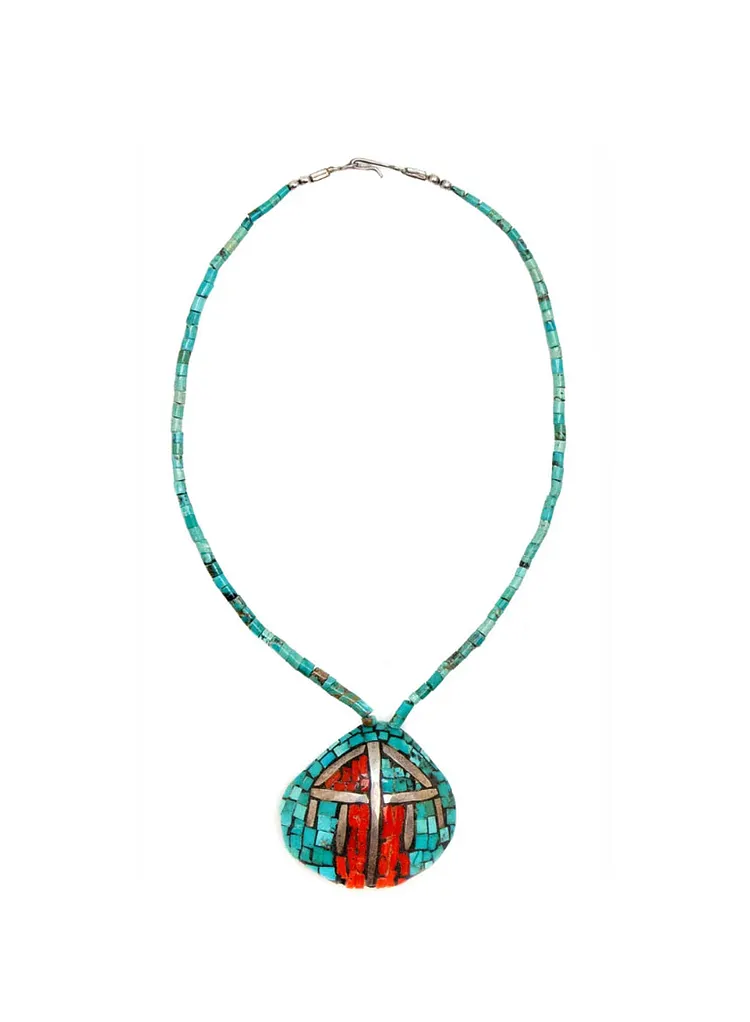 Necklace, Natural Stone, Turquoise, Inlay Shell, Santo Domingo Vintage, 971