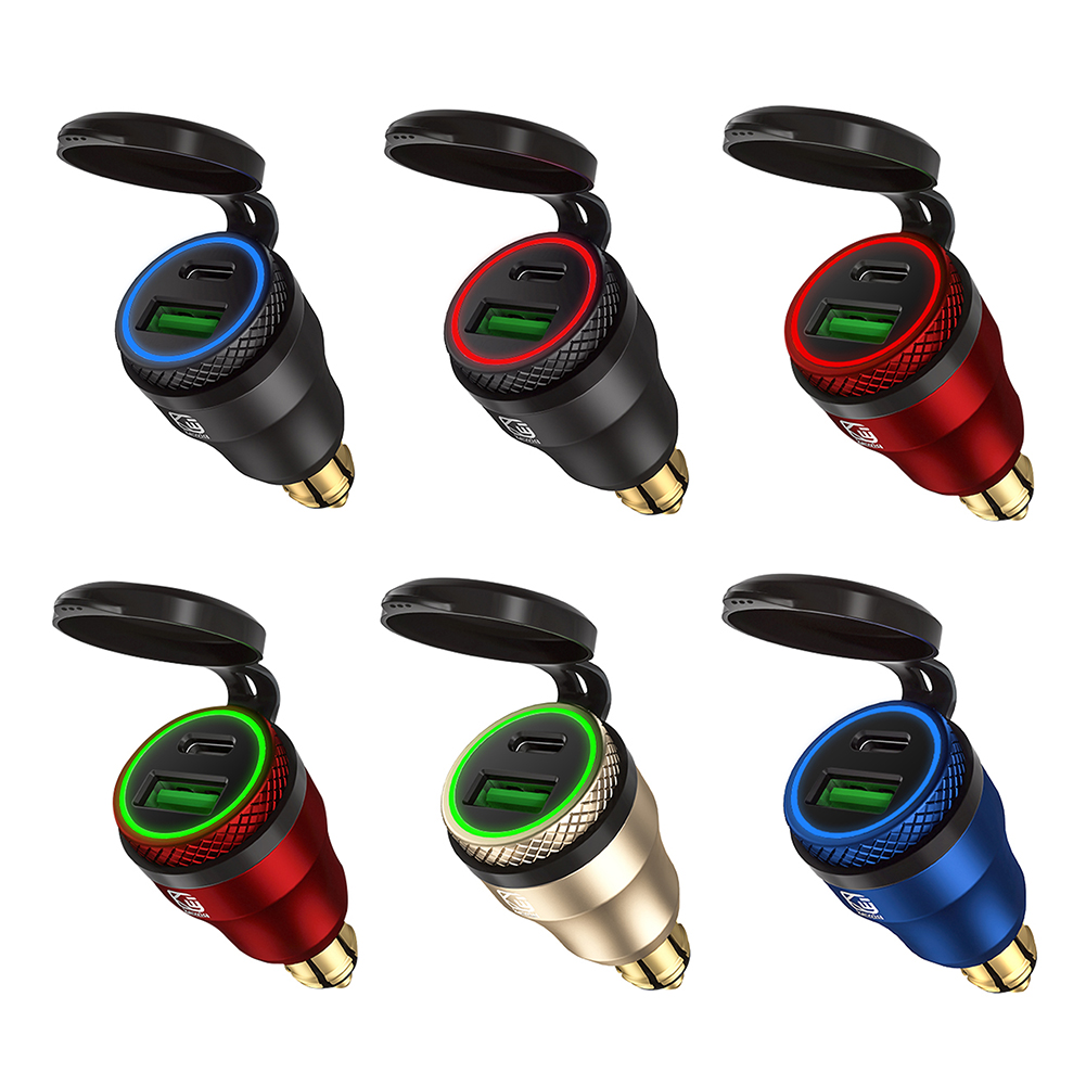 

DIN Plug to QC3.0 + PD USB Charger Adapter with LED Light for Motorcycle, Type1, 501 Original