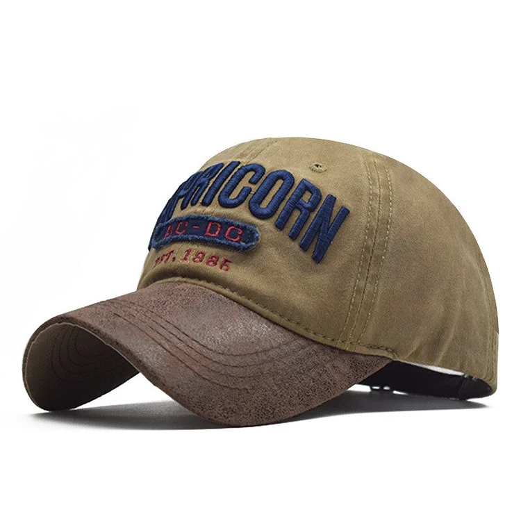 Washed Letter Embroider PU Splicing Baseball Caps Women Men Cotton Snapback Summer Outdoor Sunscreen Peaked Hat Trucker Gorras