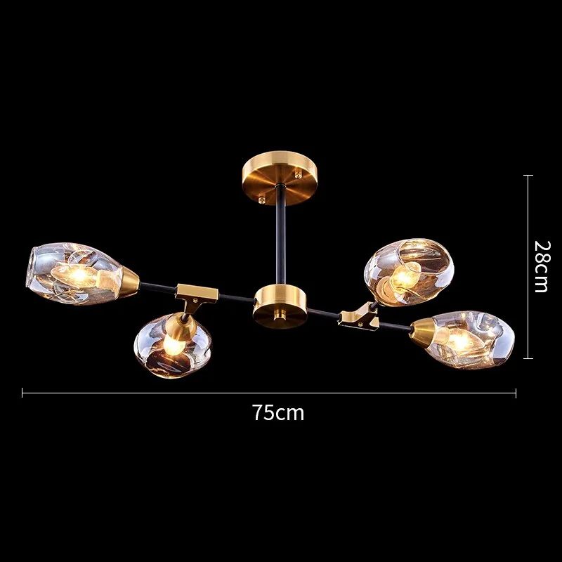 Nordic Iron Chandelier Lighting LED Glass Hanging Lamps Modern Ceiling Chandelier Bedroom Home Decor Lustre Suspension Luminaria