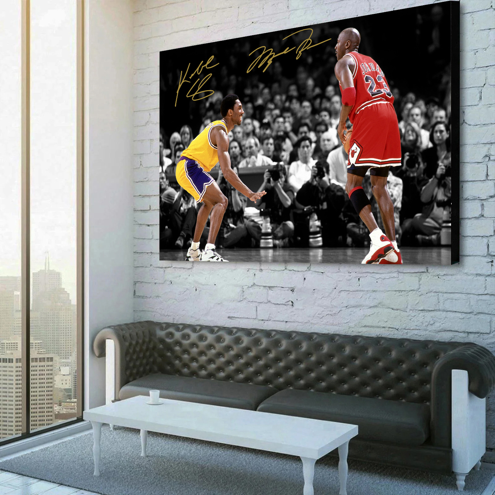 Kobe Bryant Vs. Michael Jordan Basketball Canvas Wall Art 