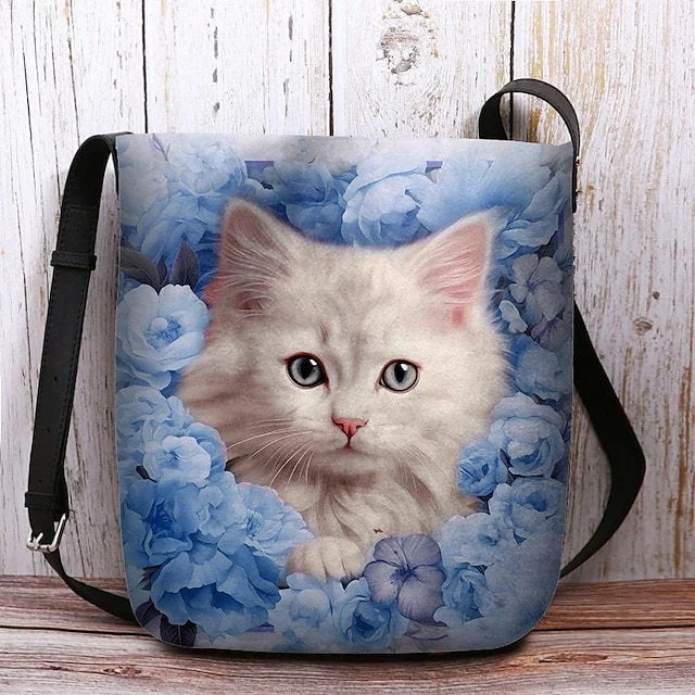 Style & Comfort for Mature Women Women's Floral Cat Print Crossbody Bag