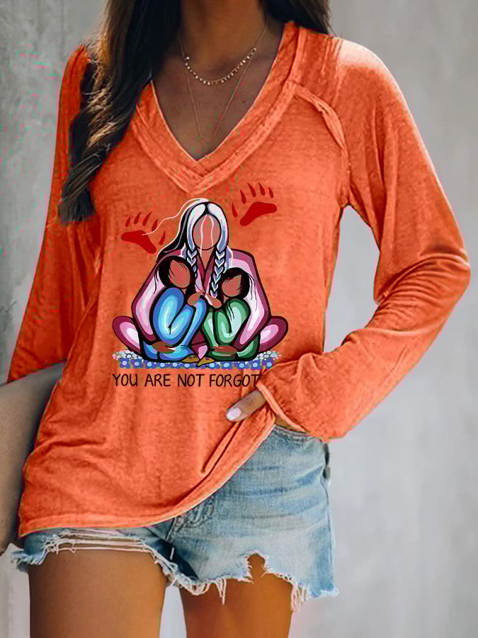 V-neck Retro Every Child Matters You Are Not Forgotten Print T-Shirt