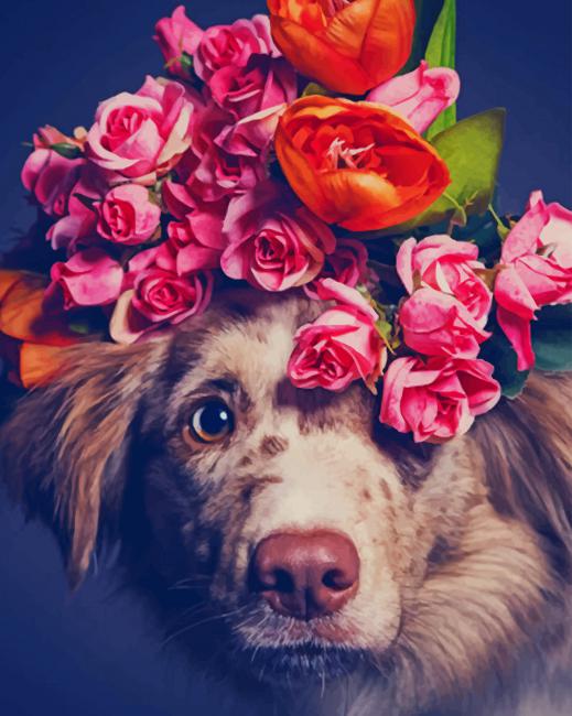 

Dog With Flower Crown – Paint By Numbers - 40*50CM, 501 Original