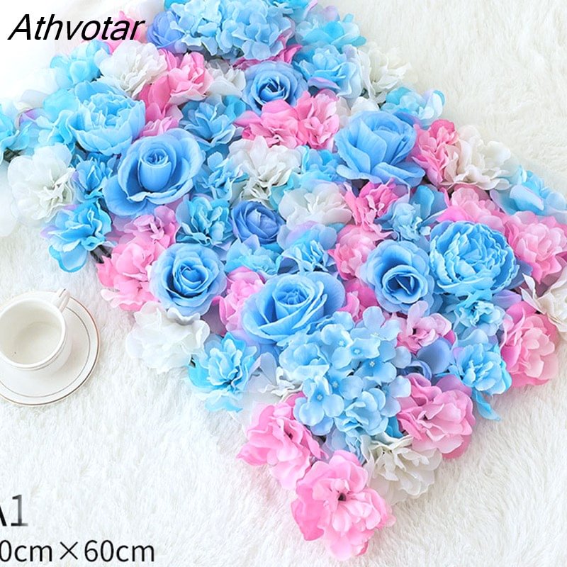Athvotar Flower Panel 40x60cm Artificial Flower DIY Wedding Decoration Flower Wall Panels Silk Rose Christmas Party Home Decor