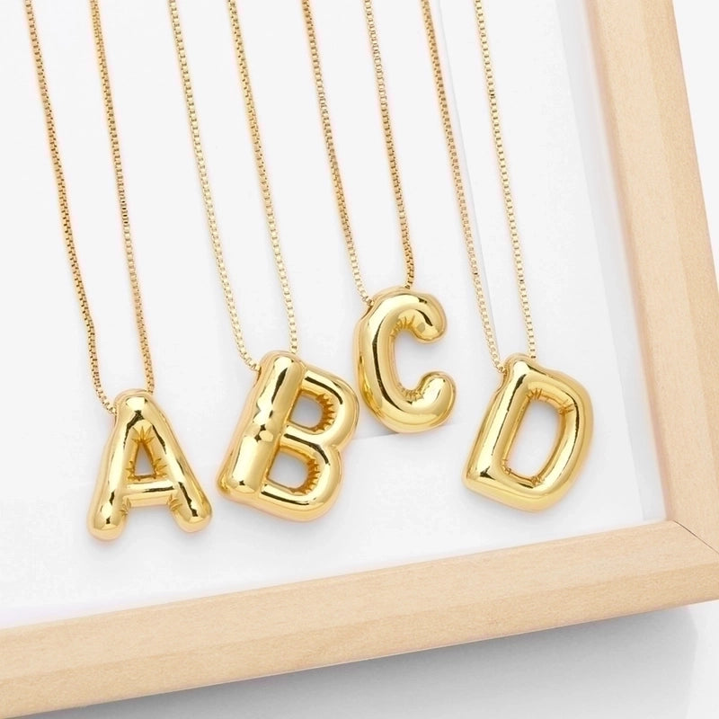 Minimalist Letter Copper Plating 18k Gold Plated Necklace Pendant
