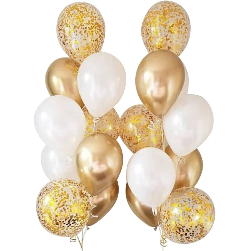 Christmas Gift 18pcs Metal Chrome Gold Silver Latex Balloons Transparent Golden Confetti Balloon Wedding Birthday Rose Gold Party Decor Balaos