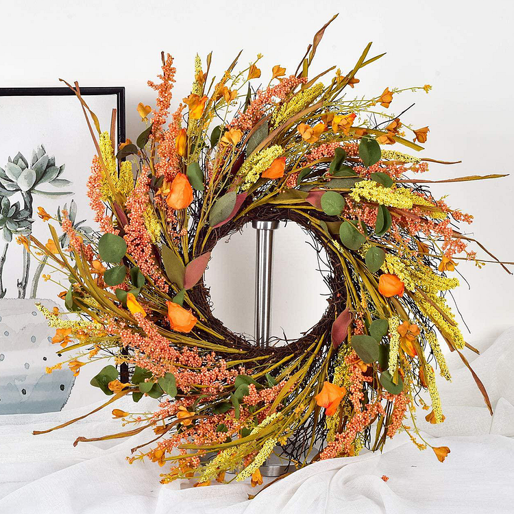 Artificial Wheat Best Fall Wreaths For Front Door | AvasHome