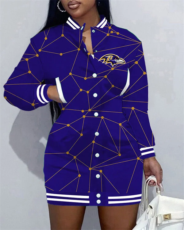 Baltimore Ravens
Limited Edition Button Down Long Sleeve Jacket Dress