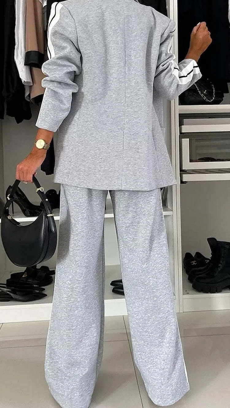 Two Piece Knit Set with Blazer and Trousers