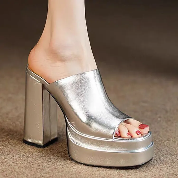 Yyvonne Ultra-High And Waterproof Table Slippers Coarse And Short Side Of The Show A Word High-Sight Cool Drag Woman
