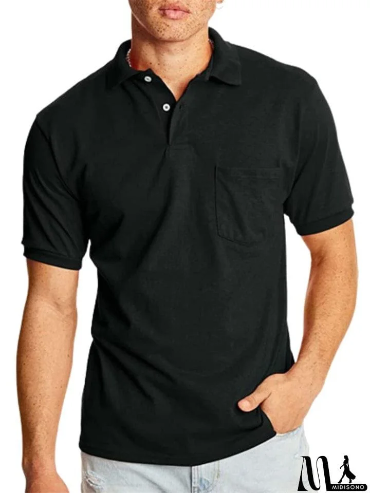 Men's Relaxed Solid Color Short-sleeved Polo Shirt