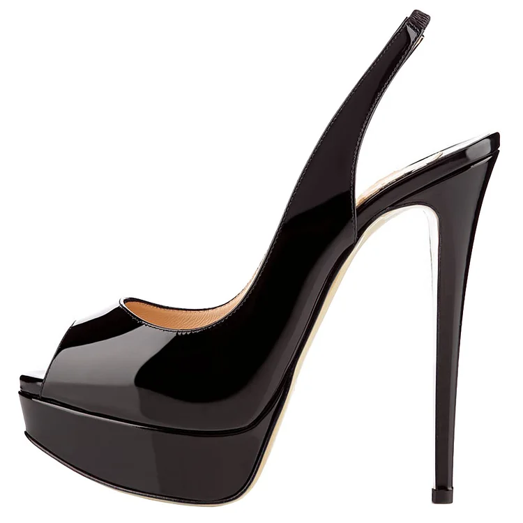 150mm Sky High Platform Pumps Black Patent