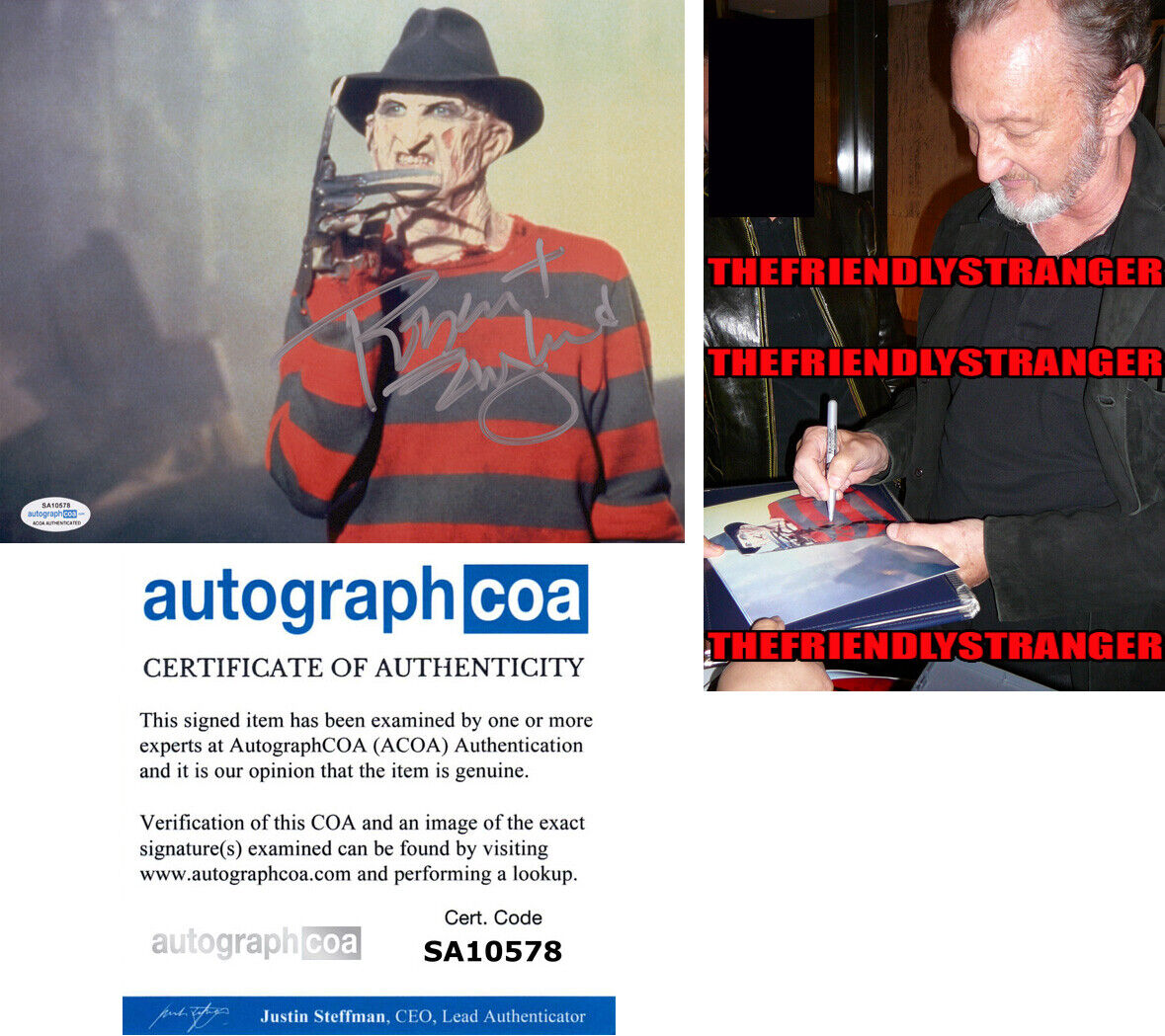 ROBERT ENGLUND signed NIGHTMARE ON ELM STREET Photo Poster painting a PROOF Freddy Krueger ACOA