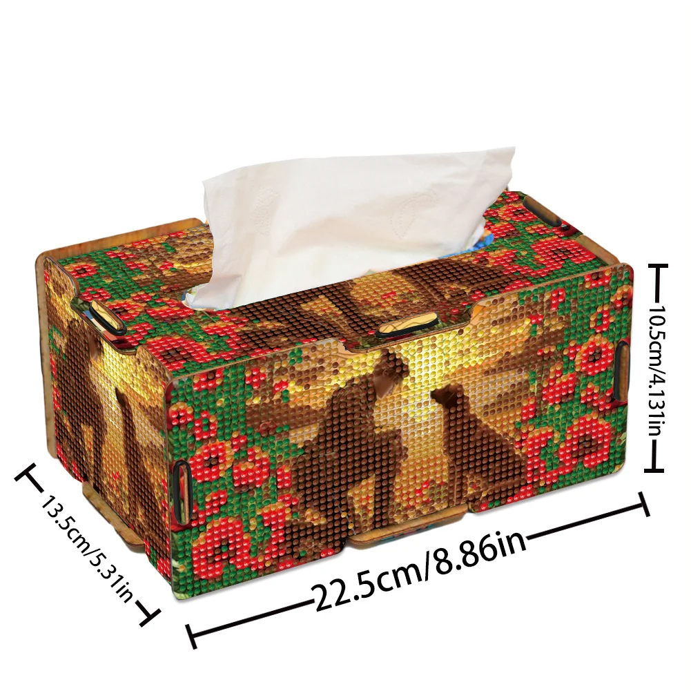Soldier and Dog Diamond Painting Tissue Box Wood Diamond Art Tissue Storage Box