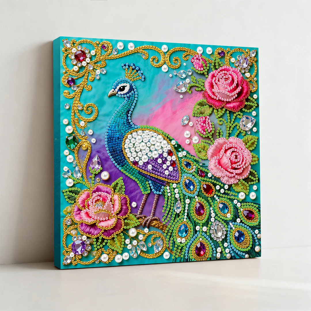 Peacock Art Diamond Painting Kit for Adults Home Decor 25x25cm With Frame