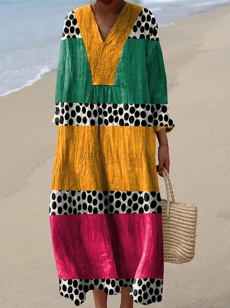 Women's Irregular Geometric Art Print Dress
