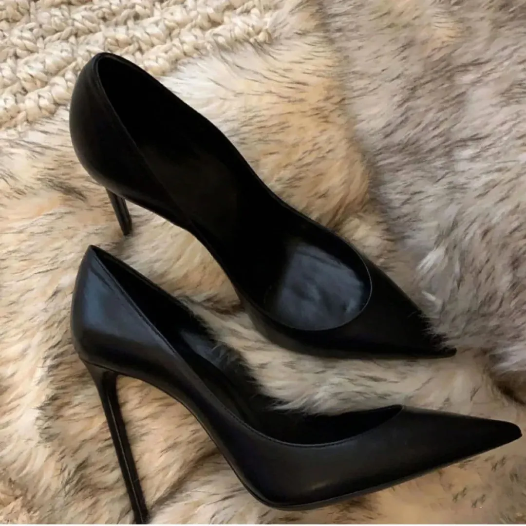 Breakj Breakj 2025 New Pointed High-Heeled Women's Fine Heel Sexy Professional Black Work Shoes Shallow Single Shoes