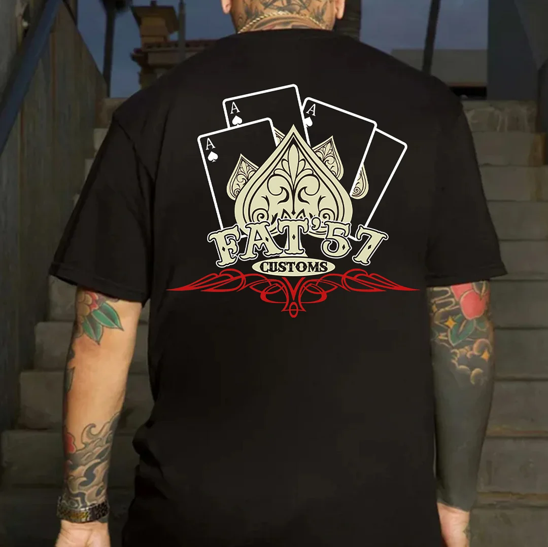 FAT'57 CUSTOMS Ace Of Spade Print Men's T-shirt