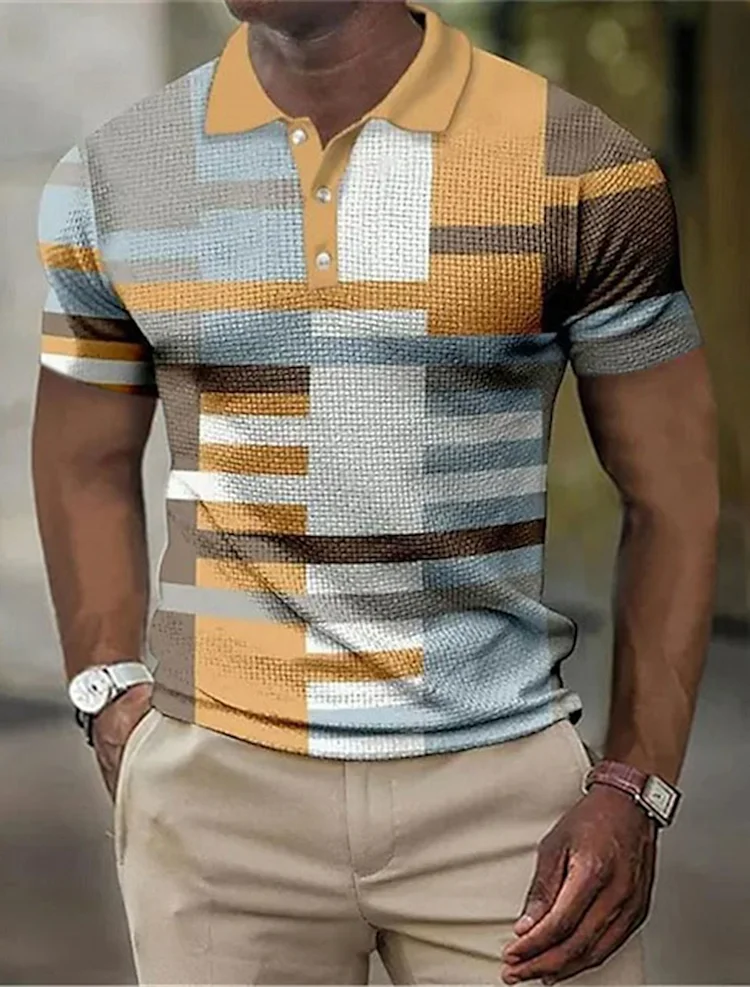 Men's Polo Shirt Golf Shirt Waffle Polo Shirt 
