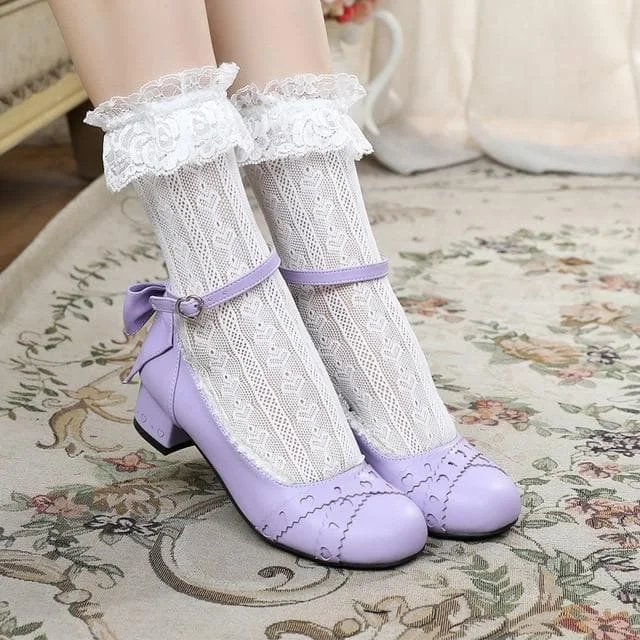 Sweet Lolita Round Head Shallow Mouth Bandage High Heel Shoes SP15328