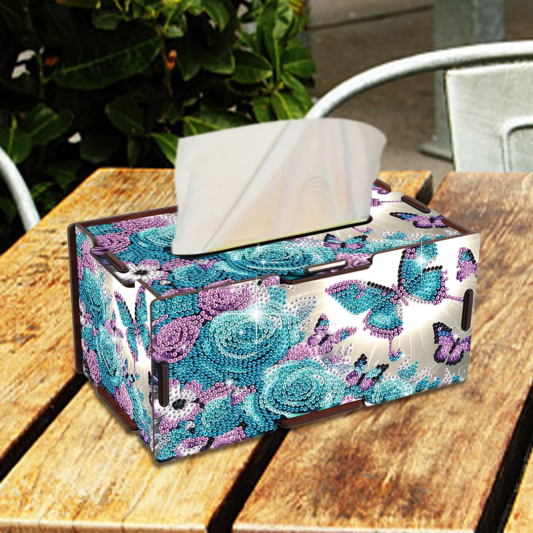Wooden Diamond Painting Tissue Box for Home and Office Decoration (ZJH036)