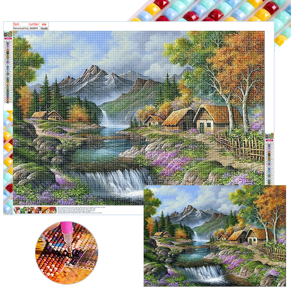 Forest Waterfall 70*50CM (Canvas) Full Square Drill Diamond Painting gbfke