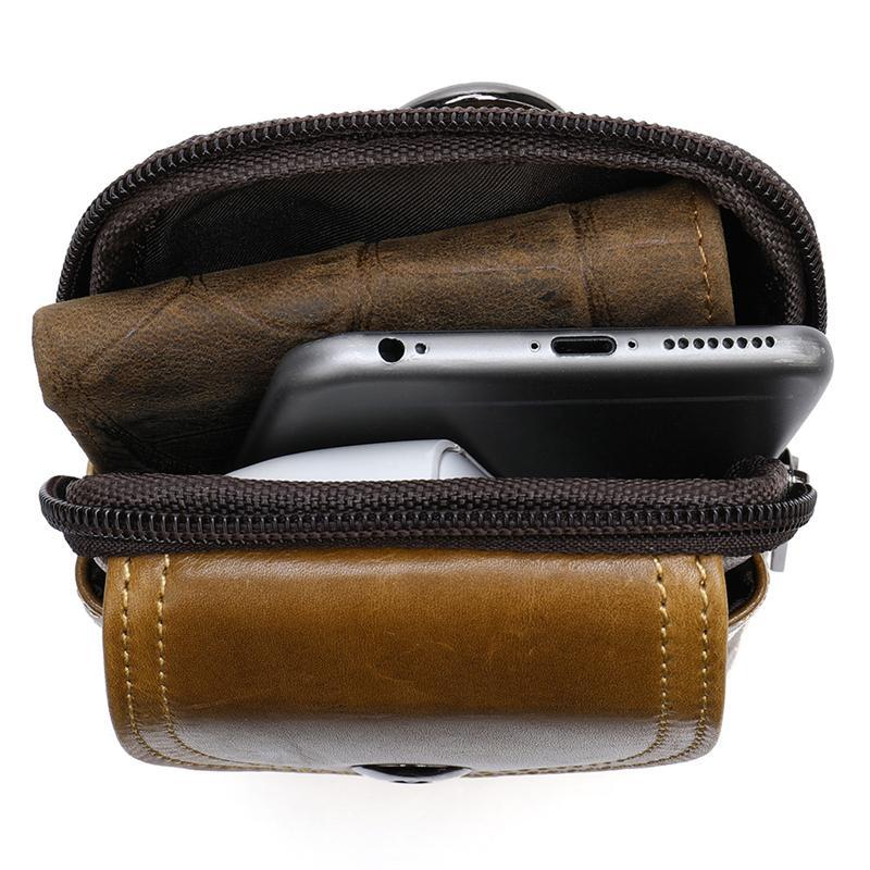 Men's Solid Color Leather Mini Belt Bag