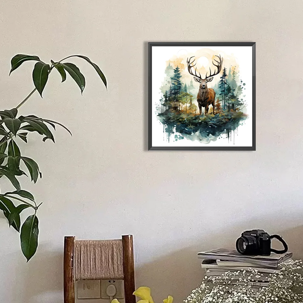 Diamond Painting - Full Round Drill - Forest Deer(Canvas|30*30cm)