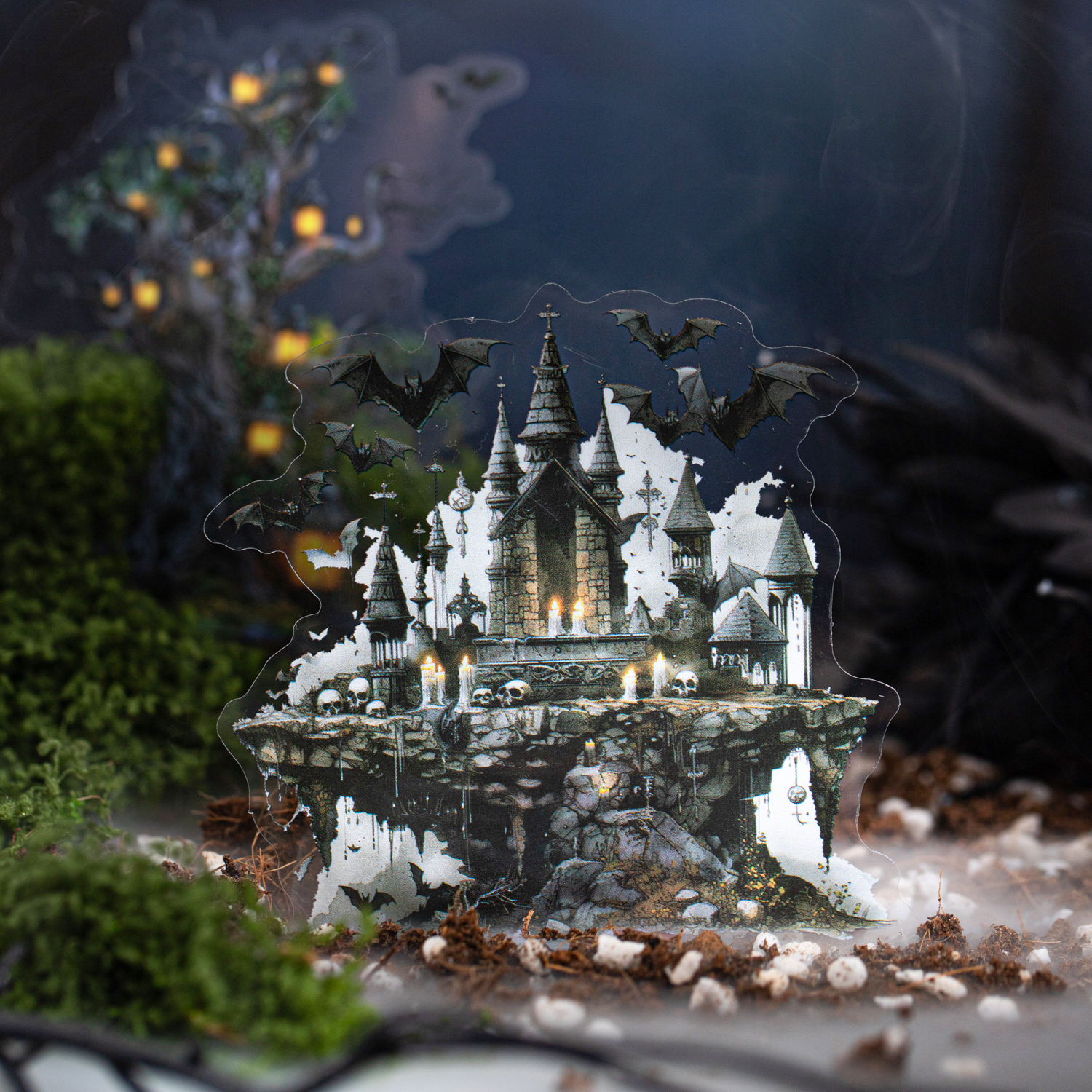 PET 스티커 - 버려진 도시 시리즈 빈티지 다크 고딕 숲 풍경