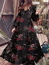 Floral Printed Long Sleeves Maxi Dress