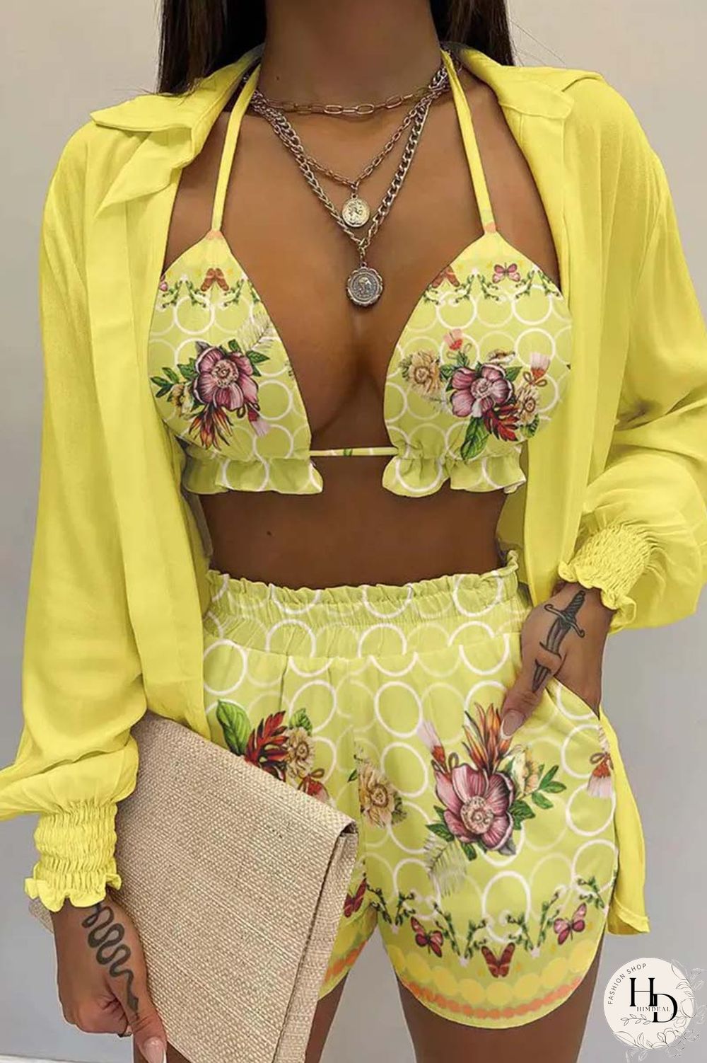 White Sexy Casual Print Solid Basic Long Sleeve Three Piece Set