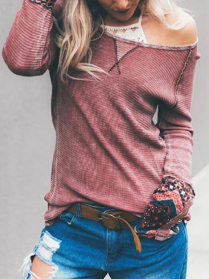 Crimson Crew Neck Tribal Casual Shirts & Tops