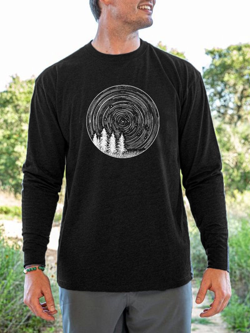 Long Sleeve Forest Aurora Printed T-Shirt in  mildstyles