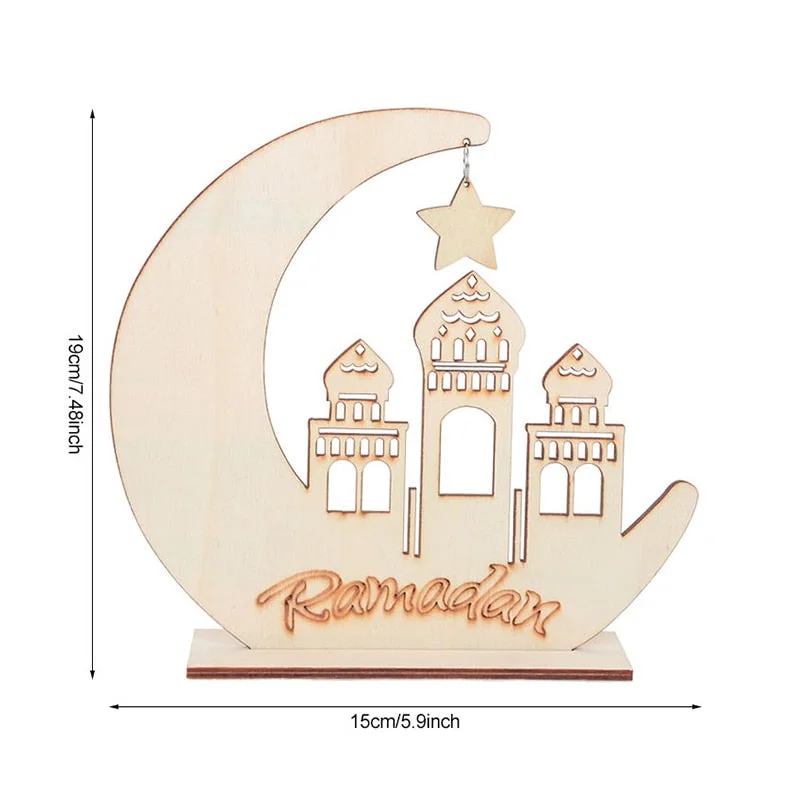 Wooden EID Mubarak Decoration Ramadan Mubarak Ornaments Islamic Muslim Pendant Eid Al Adha Party Supplies Ramadan Kareem Gifts