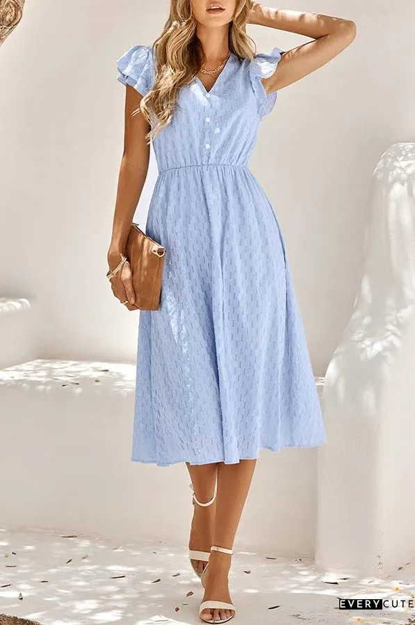 Sweet Elegant Solid V Neck A Line Short Sleeve Dress