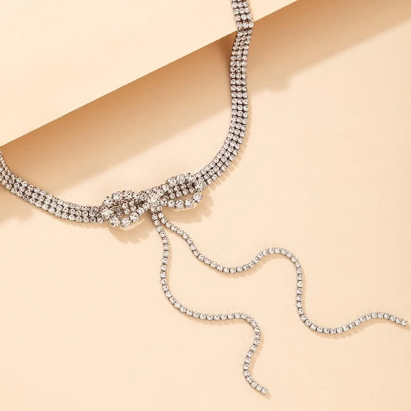 Women plus size clothing Simple Full Diamond Tassel Alloy Necklace Wholesale Cheap Jewelry-Nordswear