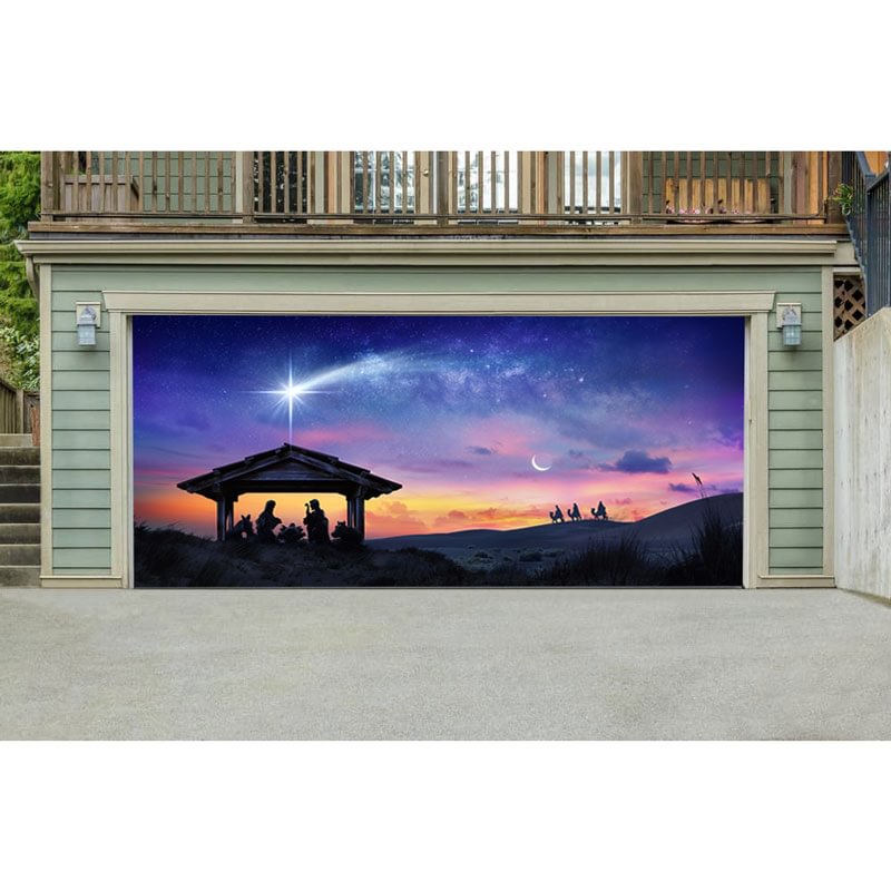 Nativity scene holy night nativity garage door decoration mural
