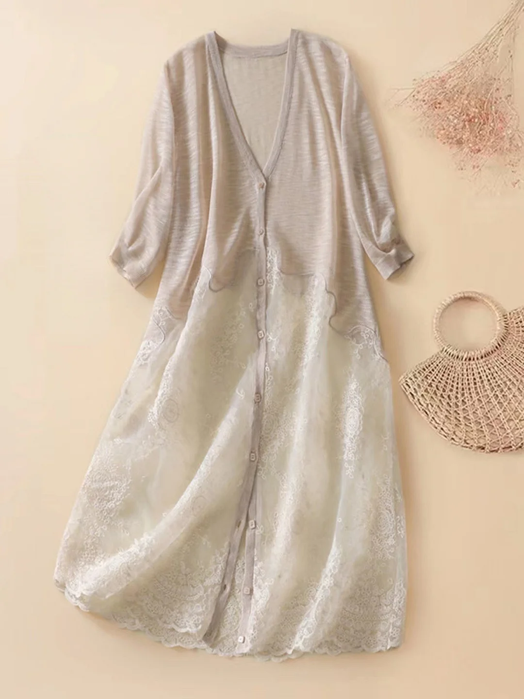 Women's Lace Patchwork Linen Loose Shawl
