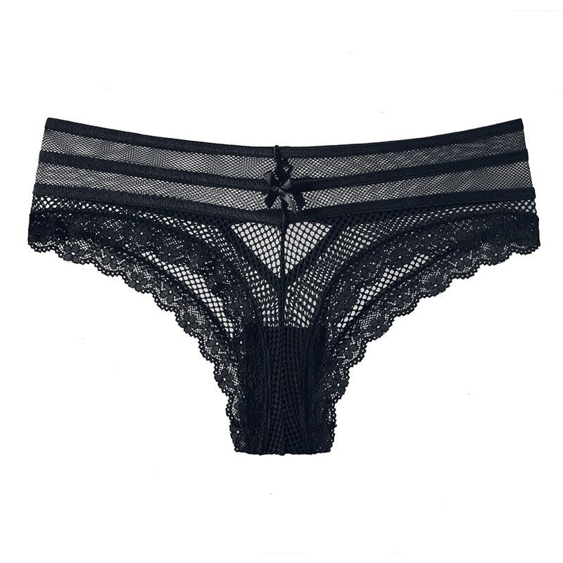 Meet'r Sexy Panties Women Lace Low-waist Briefs Female Underwear Ladies Hollow Out Bow Lingerie Transparent G String Underpant