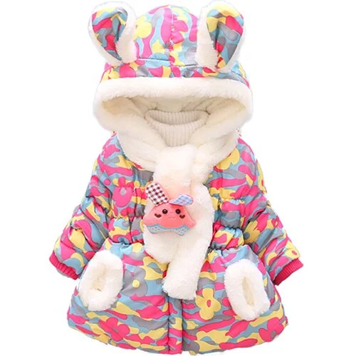 Winter Cute Rabbit Baby Jacket Thick Cotton-Padded Baby Girl Outerwear Infant Baby Boys Parka Toddler Girls Snow Wear