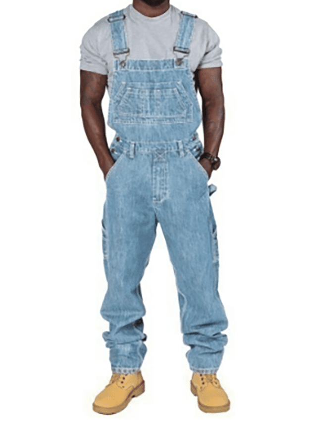 Men's Multi Pocket Solid Color Loose Jumpsuit Overall