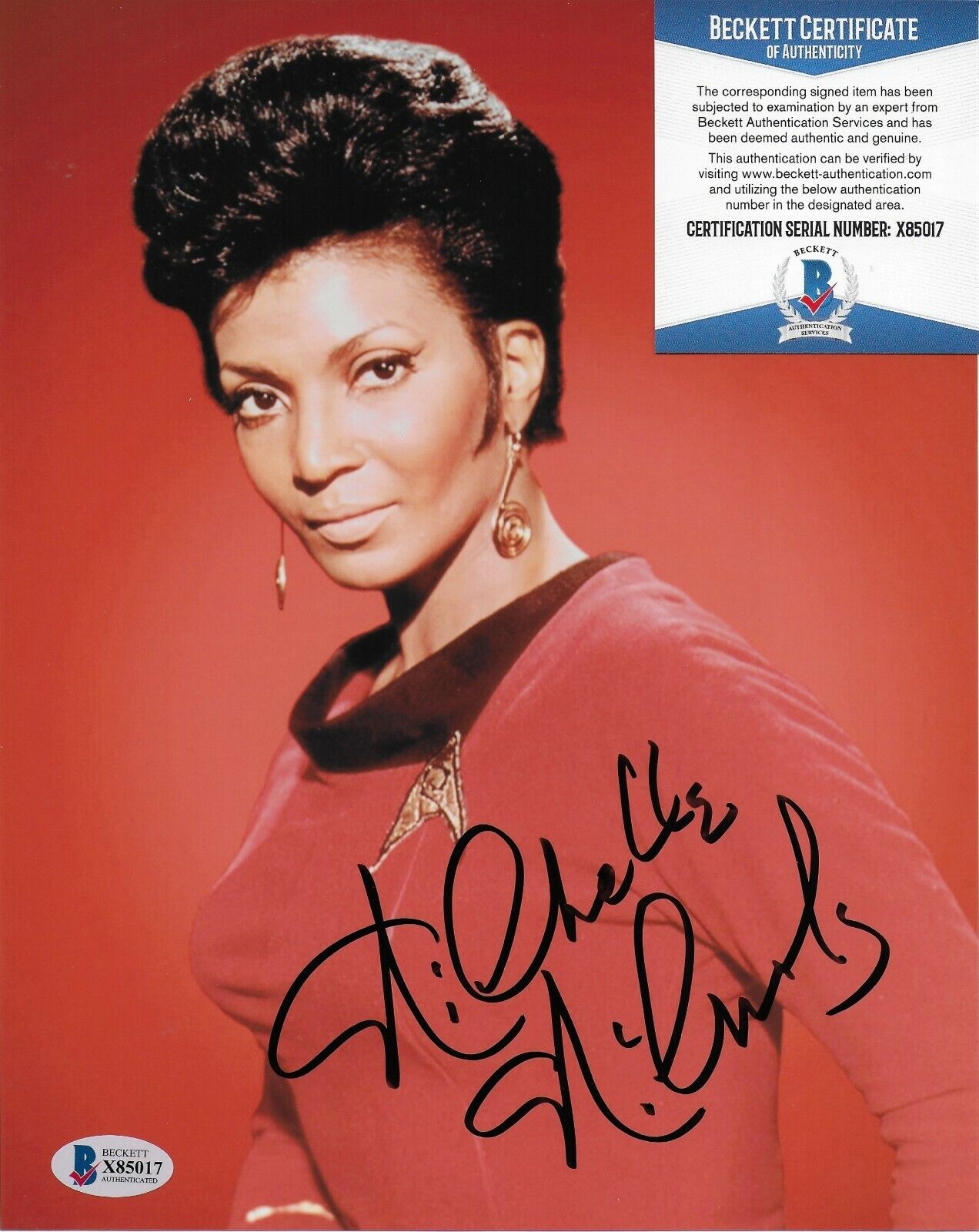 Nichelle Nichols Uhura Star Trek Original Autographed 8X10 Photo Poster painting w/Beckett COA 9