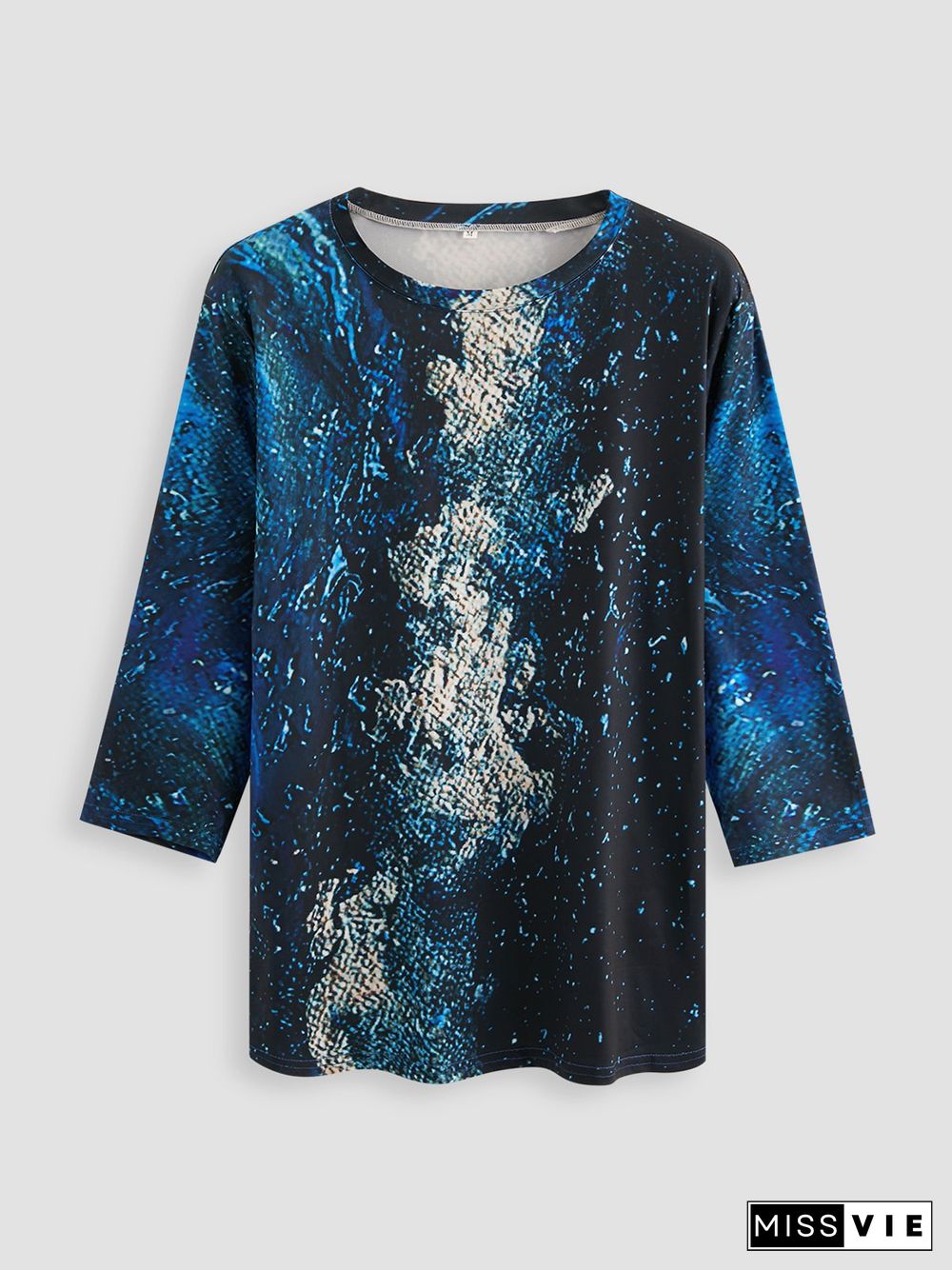 Printed Long Sleeve Crew Neck Casual T-shirt