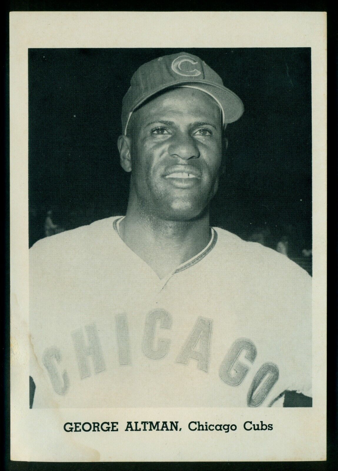 Original 1960's GEORGE ALTMAN CHICAGO CUBS Team Issue B&W Photo Poster painting Card #1 sz 5X7