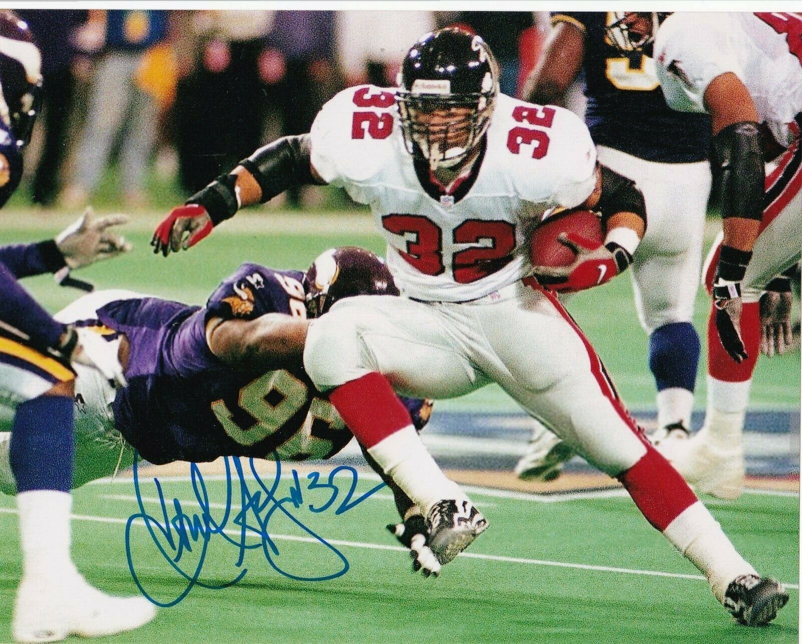 JAMAL ANDERSON ATLANTA FALCONS ACTION SIGNED 8x10