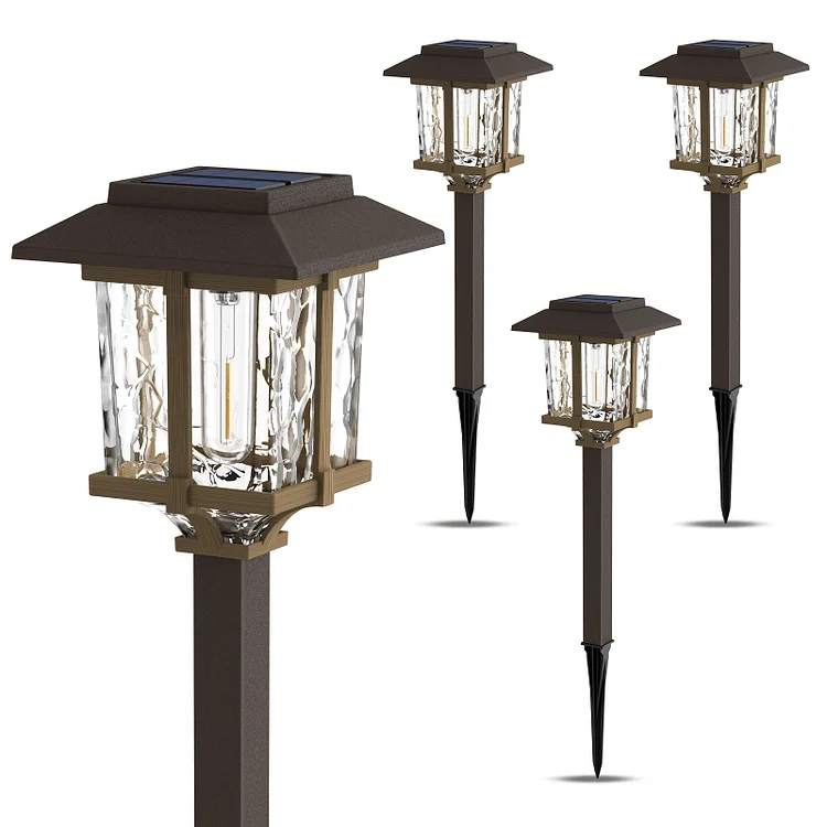 XMCOSY+ Classic Outdoor Solar Lights 2-Tone Bronze & Wood