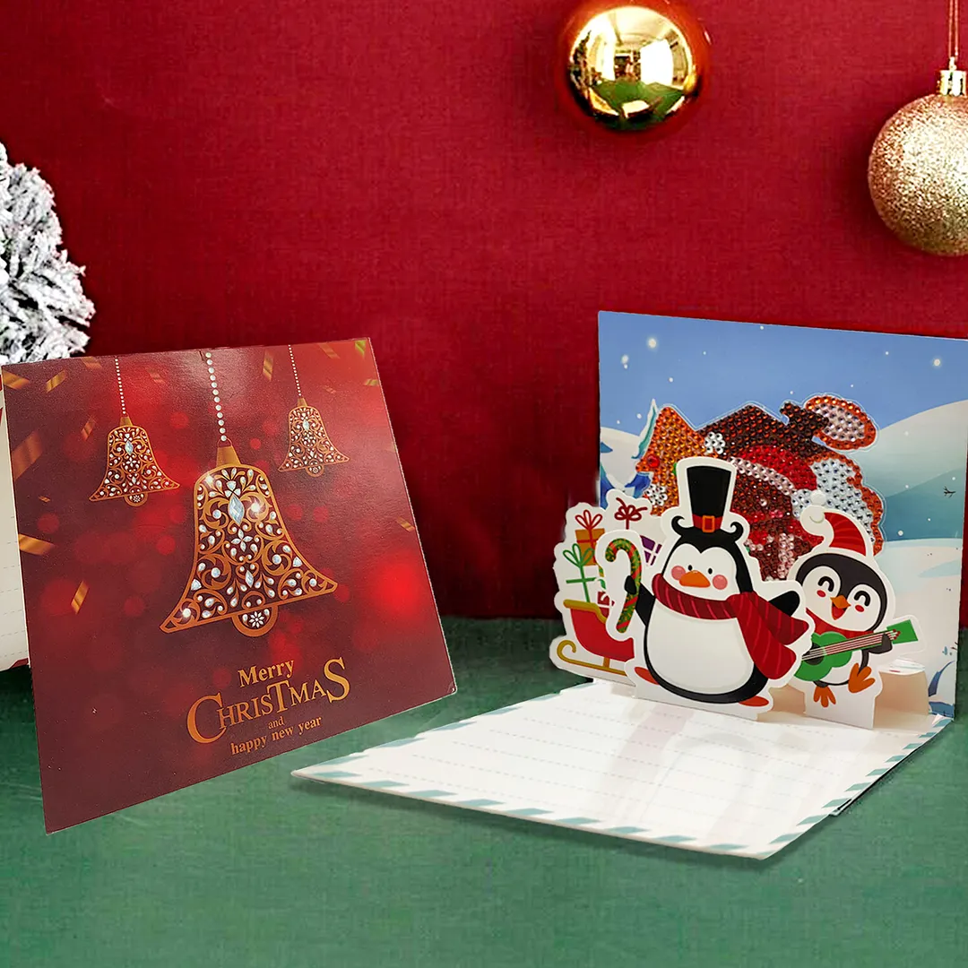 6pcs Christmas DIY Diamond Painting Greeting Card Kits with Envelopes Diamond Art Greeting Cards Diamond Art Cards Kits for Adults DIY Crafts Family Friend Gifts
